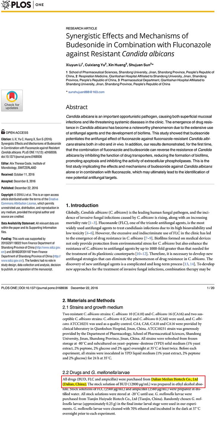 山东大学药学院孙老师使用美仑生物产品发表高水平文章2 美仑生物 官方网站 药物标准品 植提标准品 科研原料药 信号通路抑制剂 生化试剂 分析试剂电子商务平台